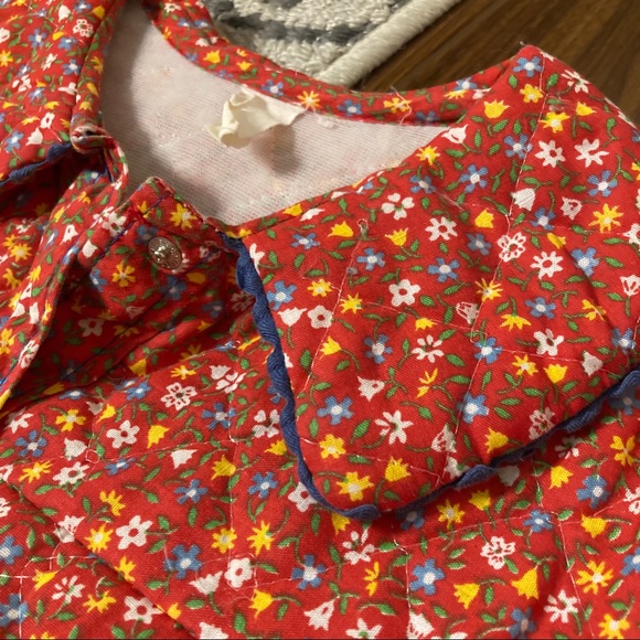 Red Floral Quilted House Coat Robe - Picture 3 of 10